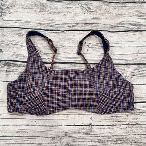 Athleta Multicolored Plaid Bikini Top With Underwire Size 36B/C